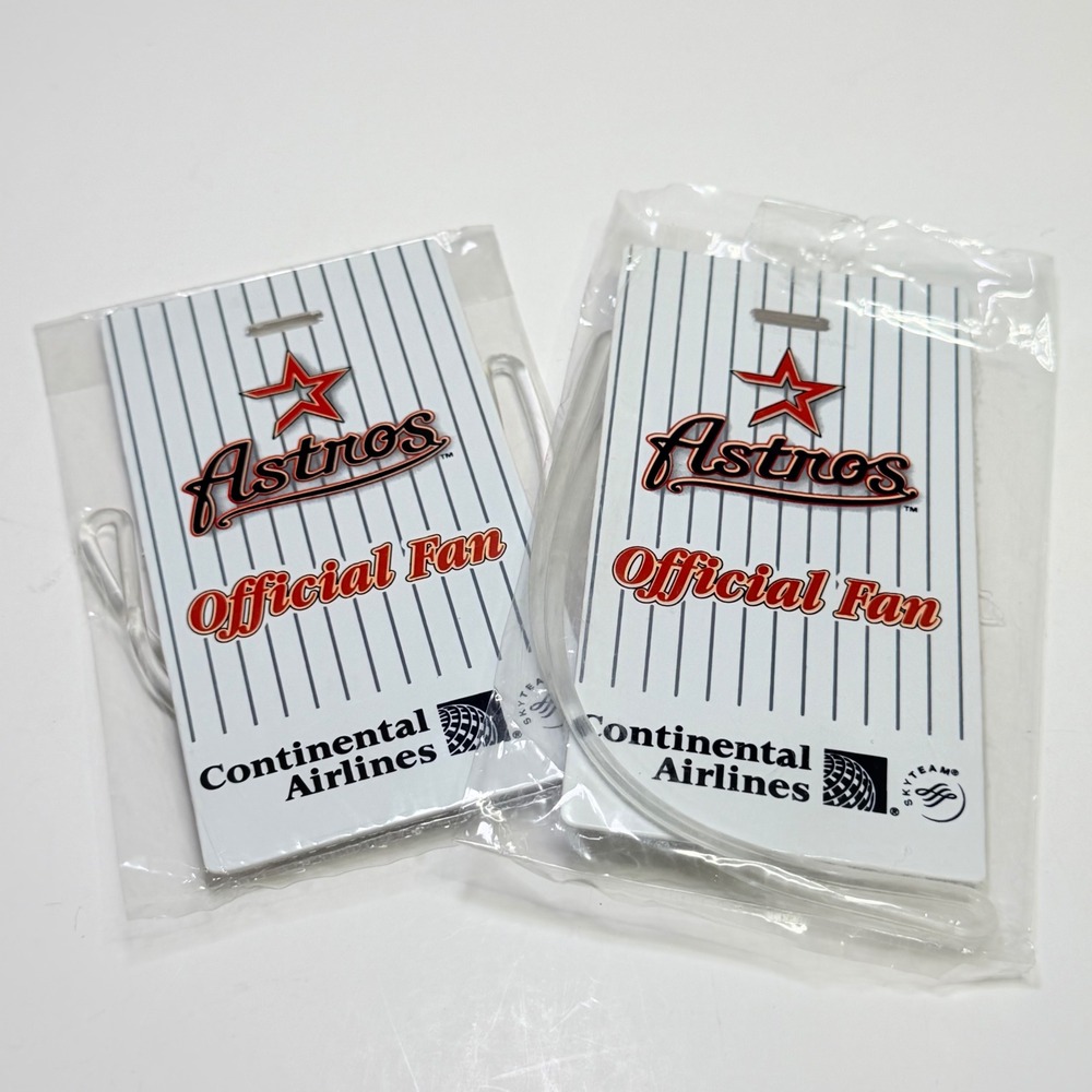 Houston Astros Continental Airlines Official Fan Luggage Tags Set of 2 Vintage